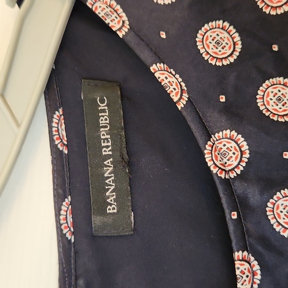 Banana Republic Foulard Silk Ruffle Dress Navy Size L - Picture 3 of 15